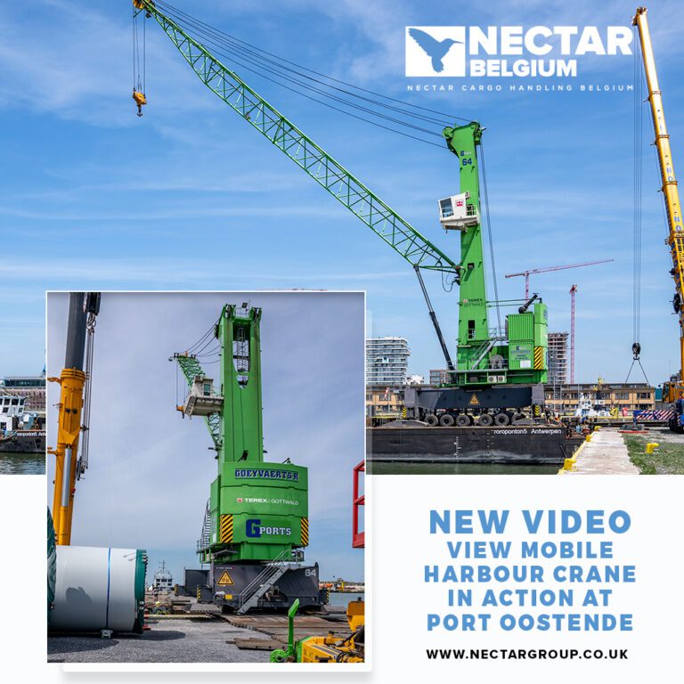 New Video Mobile Harbour Crane Arrives at Port Oostende, Belgium Nectar Group