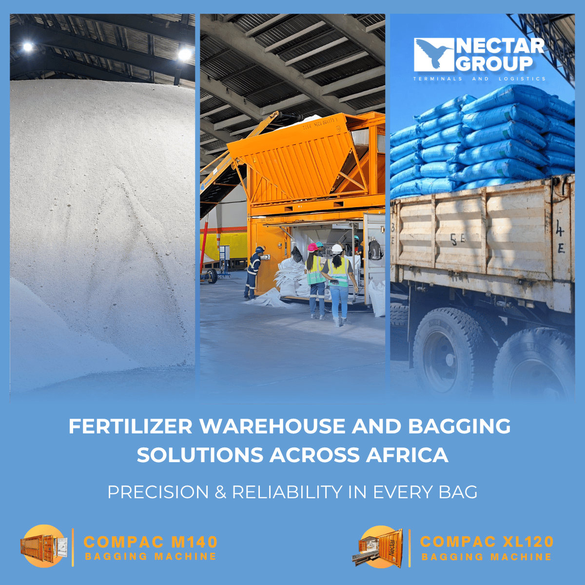 Fertilizer warehouse bagging operations